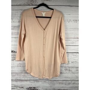 Caslon Cardigan Sweater Women's XS Petite Beige Button Front Lightweight Drape